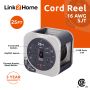 Link2Home 25ft Cord Reel 16AWG 3 Outlets 2 USB Grey