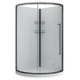 38" Round Black Shower With One Sliding Door