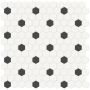 1" Soho Canvas White/Black Retro Hexagon Mosaic 9.36SF
