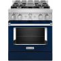 30" Gas Range with Even-Heat™ True Convection Ink Blue