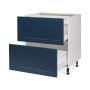 Base 2 Large Drawers Cabinet 30 15/15 Shaker Dark Blue
