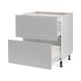 Base 2 Large Drawers Cabinet 30 15/15 Shaker Light Grey