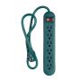 6 Outlet Power Strip, 2.5' Cord, 14/3, Green