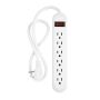 Barre d’Alimentation 6 Prises, Cordon de 2.5’, 14/3, Blanc