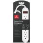 Barre d’Alimentation 6 Prises, Cordon de 2.5’, 14/3, Blanc