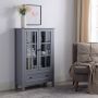 Display Cabinet With Glass Doors- Grey