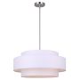 LANDRA White Fabric/Brushed Nickel Chandelier