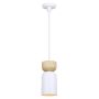 Caleb Matte White + Faux Wood Pendant