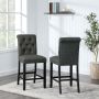 24" Tufted Grey Barstool Counter Height- 2/Pack