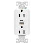USB Type AC Duplex Receptacle 15A White