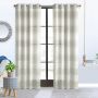 Paraiso Faux Linen Metallic Stripe Panel 52 x 84 Ivory/Grey