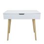 White Desk With Natural Legs And Storage