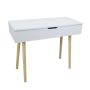 White Desk With Natural Legs And Storage