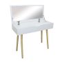 White Desk With Natural Legs And Storage