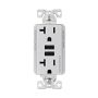 Combination USB Charger With Duplex Receptacle- Silver