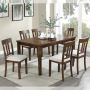 7 Piece Brown Dining Set With Beige Seats