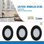 12V LED Puck Light Kit with Power Cord Black-3/Pack
