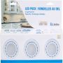 12V LED Puck Light Kit with Power Cord White-3/Pack