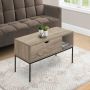 42"L Lift-Top Dark Taupe Coffee Table with Black Metal Legs