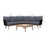 Biscay Sectional Sofa Set with Wood Coffee Table-Gray