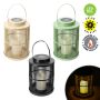 Lantern Rattan with Solar LED Flicker Flame Candle-3 Assorte