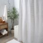 71"x71" Honeycomb White Gray Cotton Fabric Shower Curtain