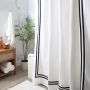 71"x71" Border White Black Cotton Fabric Shower Curtain