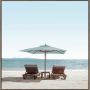 Lounge Chairs on a Beach Framed Print 24" x 36"