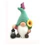 Gnome avec fleur et lampe solaire 19''