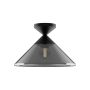 Mauer 12" Semi-Flush Mount-Matte Black with Smoked Glass