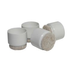 1" White Plastic Round Leg Tip With Felt
