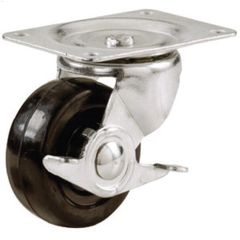 2" Black Soft Rubber Wheel Swivel Caster With Brake