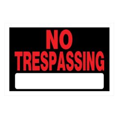 8" x 12" Red On Black No Trespassing Sign