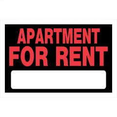 8" x 12" Red On Black Apartment For Rent Sign