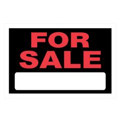 8" x 12" Red On Black For Sale Sign