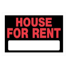 8" x 12" Red On Black House For Rent Sign