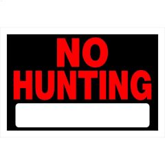8" x 12" Red On Black No Hunting Sign
