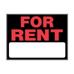 15" x 19" Fluorescent Red On Black For Rent Sign