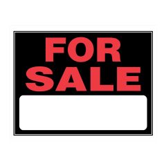 15" x 19" Fluorescent Red On Black For Sale Sign