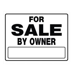 20" x 24" Black On White For Sale By Owner Corrugated Sign