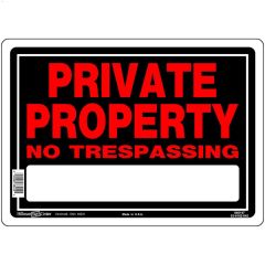 10" x 14" Fluorescent Red On Black Private Property Sign