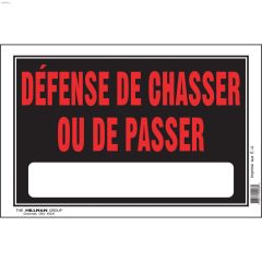 Écriteau Défense de chasser ou de passer