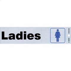 2" x 8" Black & Blue/Nickel Ladies Self-Adhesive Sign