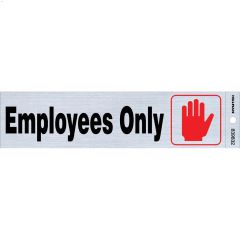 2" x 8" Black & Red/Nickel Employees Only Self-Adhesive Sign