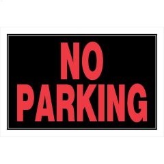 8" x 12" Red On Black No Parking Sign