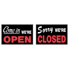 8" x 12" Red & White On Black Open/Closed Two-Sided Sign