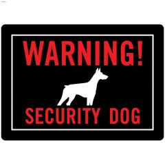 10\" x 14\" Fluorescent Red On Black Warning Security Dog Sign