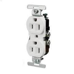 15 A White Straight Blade Duplex Receptacle