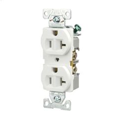 20 A White Straight Blade Duplex Receptacle