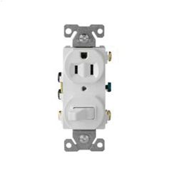 15 A White Toggle Combination Switch With Receptacle